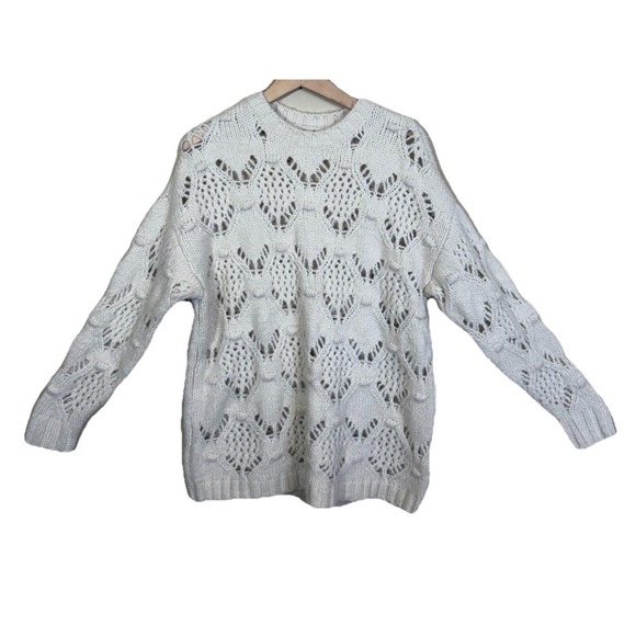 American Eagle Outfitters Sweaters - American Eagle Cream Chunky Open Knit Sweater XS Pullover Soft Cozy Wool Blend